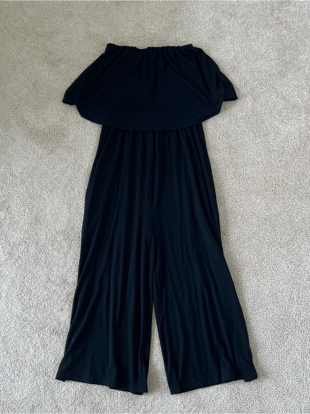 Fighting Eel Black Strapless Wide-Leg Jumpsuit
